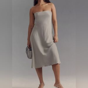 Anthropologie The Tilda Slip Dress: Strapless Midi Edition, Sage Green, 1X
